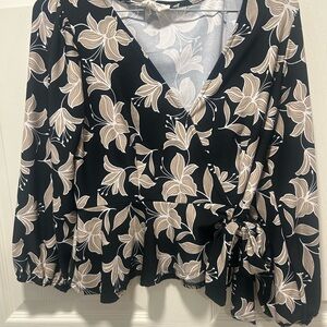 Meraki Black and Cream Floral Blouse